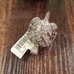 Silver Turtle Ring with Crystals